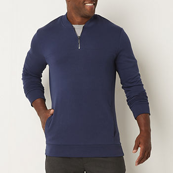 Shaquille O'Neal XLG Big and Tall Mens Crew Neck Long Sleeve Quarter-Zip Pullover