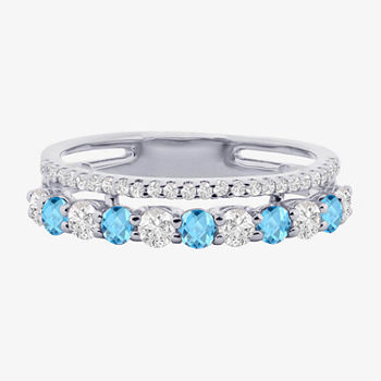 Womens Genuine Blue Topaz Sterling Silver Stackable Ring