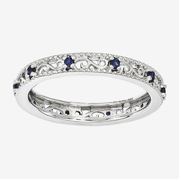 Personally Stackable Lab-Created Blue Sapphire Filigree Eternity Ring