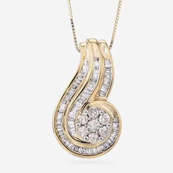 3/4 CT. T.W. Genuine Diamond 10K Gold Swirl Pendant Necklace