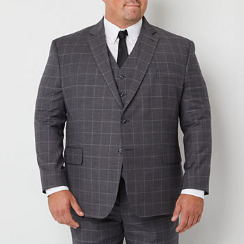 Stafford Coolmax All Season Ecomade Mens Windowpane Stretch Classic Fit Suit Jacket-Big and Tall