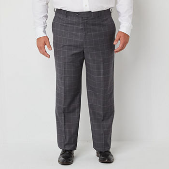 Stafford Coolmax All Season Ecomade Mens Windowpane Stretch Fabric Classic Fit Suit Pants - Big and Tall