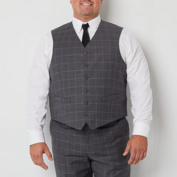 Stafford Super Suit Mens Windowpane Stretch Classic Fit Suit Vest - Big and Tall