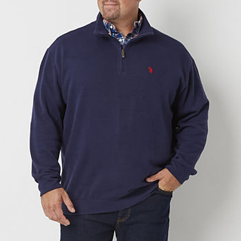 Us Polo Assn. Big and Tall Mens Mock Neck Long Sleeve Quarter-Zip Pullover