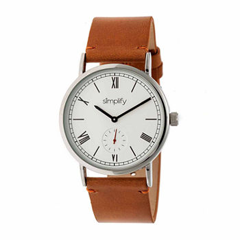 Simplify Mens Brown Leather Strap Watch Sim5105