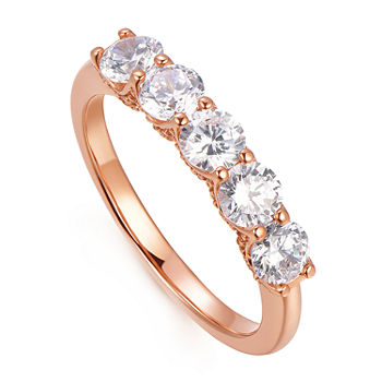 1 1/2 CT. T.W. Cubic Zirconia 18K Rose Gold Over Silver Round Band