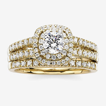 Modern Bride® Signature 1 CT. T.W. Diamond 14K Yellow Gold Bridal Ring Set
