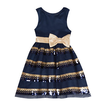 Rare Editions Girls Sequin Sleeveless Fit + Flare Dress