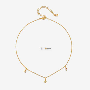 Bijoux Bar Crystal Drop Charm Necklace & Stud 2-pc. Jewelry Set