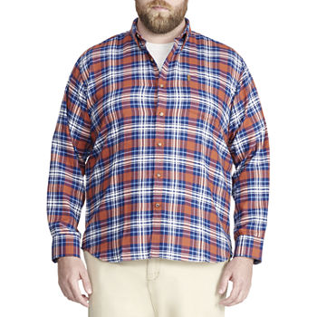 IZOD Big and Tall Mens Long Sleeve Stretch Classic Fit Flannel Shirt
