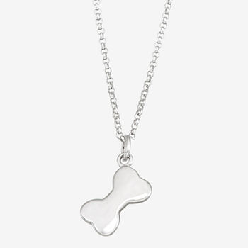 Dog Bone Girls Sterling Silver Pendant Necklace