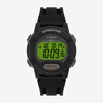 Timex Mens Black Leather Strap Watch Tw4b25200jt