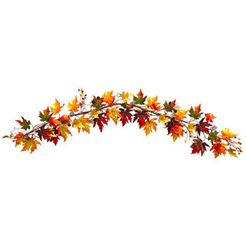 Nearly Natural 6' Autumn Maple Leaf And Berry Garland