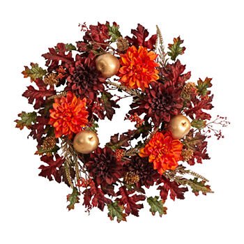 Nearly Natural 24" Autumn Faux Wreath
