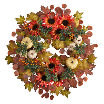 Nearly Natural 30" Autumn Foliage Faux Wreath