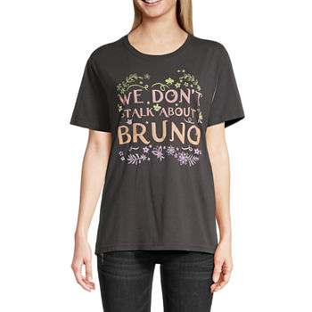 Juniors Encanto We Don't Talk About Bruno Womens Crew Neck Short Sleeve Boyfriend Graphic T-Shirt