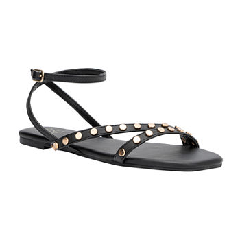 New York & Company Womens Farra Ankle Strap Flat Sandals