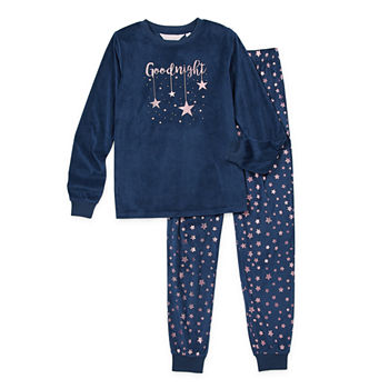 Dots & Dreams Velour Little & Big Girls 2-pc. Pant Pajama Set