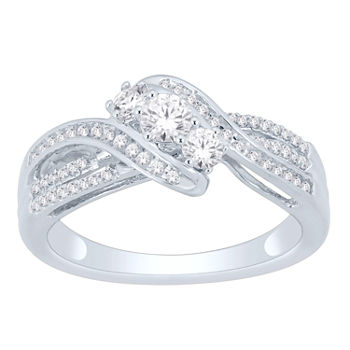 Love Lives Forever Womens 1/2 CT. T.W. Genuine White Diamond 14K White Gold Engagement Ring