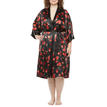 Ambrielle Womens-Plus Kimono Robes 3/4 Sleeve Knee Length