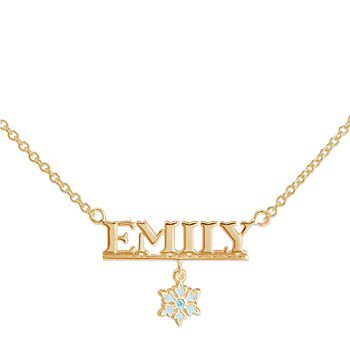Disney Frozen Personalized 14K Yellow Gold Over Sterling Silver Snowflake Name Necklace