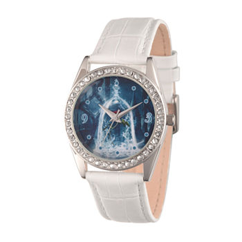 Disney Beauty and the Beast Womens White Leather Strap Watch Wds000312