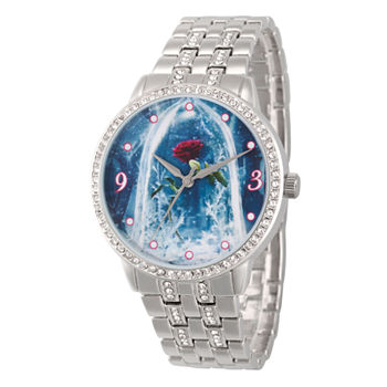 Disney Beauty and the Beast Womens Silver Tone Bracelet Watch Wds000317