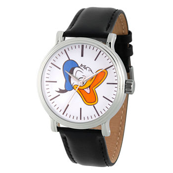 Disney Mickey and Friends Mens Black Leather Strap Watch Wds000338