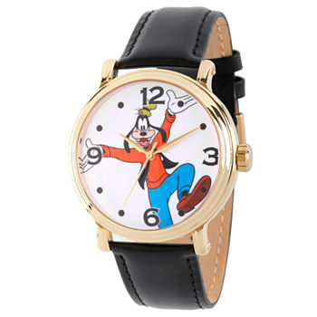 Disney Mickey and Friends Mens Black Leather Strap Watch Wds000339