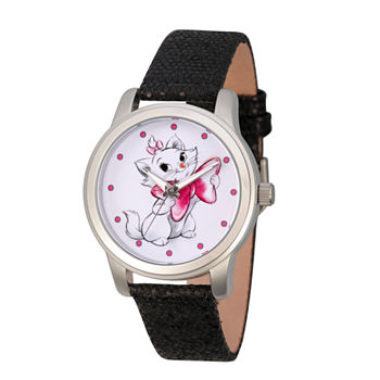Disney Princess & The Frog Womens Black Leather Strap Watch Wds000349