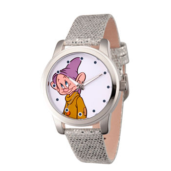 Disney Snow White Womens Gray Leather Strap Watch Wds000352