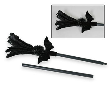 48" Black Feather Sparkle Broom Womens Costume Accessory
