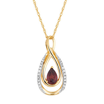 Womens 1/10 CT. T.W. Genuine Red Garnet 10K Gold Pendant Necklace
