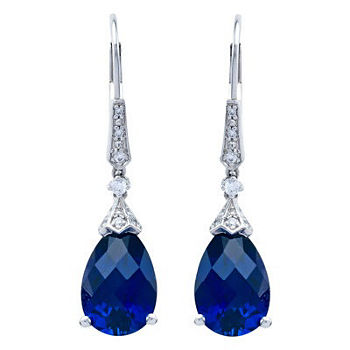 Sterling Silver Lab-Created Blue Sapphire Drop Earrings