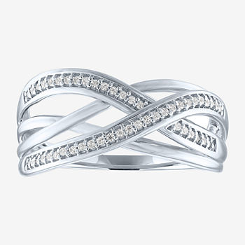 Limited Time Special! Womens 1/10 CT. T.W. Genuine Diamond Sterling Silver Cocktail Ring