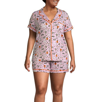 Jaclyn Halloween Womens Plus Short Sleeve 2-pc. Shorts Pajama Set