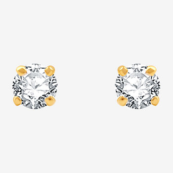 Deluxe Collection 1/4 CT. T.W. Genuine White Diamond 14K Gold 3.2mm Stud Earrings