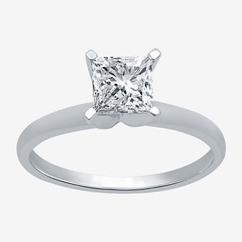 Womens 1 CT. T.W. Lab Grown White Diamond 10K White Gold Solitaire Engagement Ring