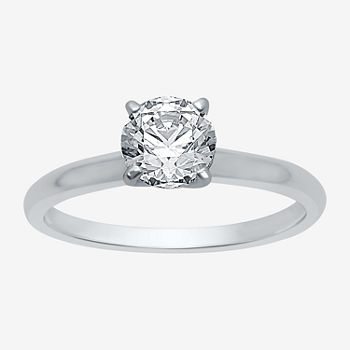Premier Collection Womens 1 CT. T.W. Genuine White Diamond 14K White Gold Round Solitaire Engagement Ring