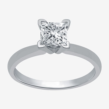 Premier Collection Womens 1 CT. T.W. Genuine White Diamond 14K White Gold Solitaire Engagement Ring