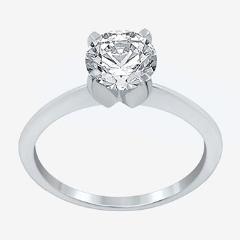 Ever Star Womens 1 1/4 CT. T.W. Lab Grown White Diamond 14K White Gold Round Solitaire Engagement Ring