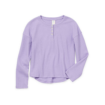Thereabouts Little & Big Girls Long Sleeve Henley Shirt