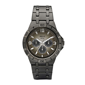 Relic By Fossil Mens Multi-Function Gray Stainless Steel Bracelet Watch Zr15546