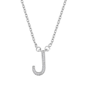 "One In A Million" Letter "J" Womens Diamond Accent Genuine White Diamond Sterling Silver Pendant Necklace