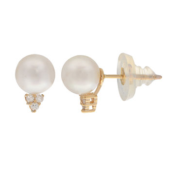 1/10 CT. T.W. Round White Pearl 14K Gold Stud Earrings
