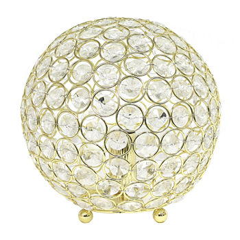 Elegant Designs Elipse 8 Inch Crystal Ball Sequin Metal Table Lamp