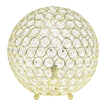 Elegant Designs Elipse 10 Inch Crystal Ball Sequin Metal Table Lamp