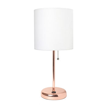 Limelights Usb Charging Port And Fabric Shade Metal Table Lamp