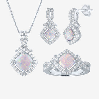 Lab Created White Opal Sterling Silver 3-pc. Jewelry Set