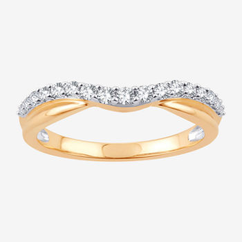1/4 CT. T.W. Genuine White Diamond 10K Gold Curved Wedding Band